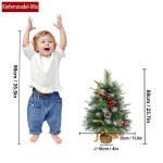 Künstlicher Tisch Mini Weihnachtsbaum Kleiner mit Beleuchtung LED Warm Weiß 60cm Christbaum Künstlich Weihnachtsbaum (Typ B-Kiefernnadel gemischter Weihnachtsbaum)