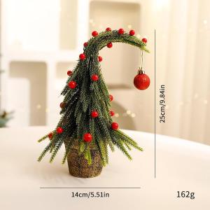 5,9 Zoll Mini-Weihnachtsbäume, künstlicher Weihnachtsbaum mit Schiefer Spitze und roter Kugel, fantastischer künstlicher Weihnachtsbaum, Weihnachtsfeiertags-Party-Dekoration(9.8