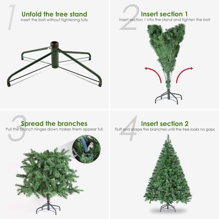 TOPYL 6FT Künstlicher Weihnachtsbaum Unbeleuchtet,Premium Fichten-Weihnachtsbaum Mit Scharnier,Weihnachtsdekoration Mit 650 Zweigspitzen Perfekt Für Den Innen- Und Außenbereich 