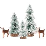 Mini-kerstboom, 15/20/25 cm, 5 stuks, eland, kunstkerstboom, tafel, dennenboom, klein, miniatuur, dennenboom met sneeuweffect, groen, kerstdecoratie, tafeldecoratie voor doe-het-ze