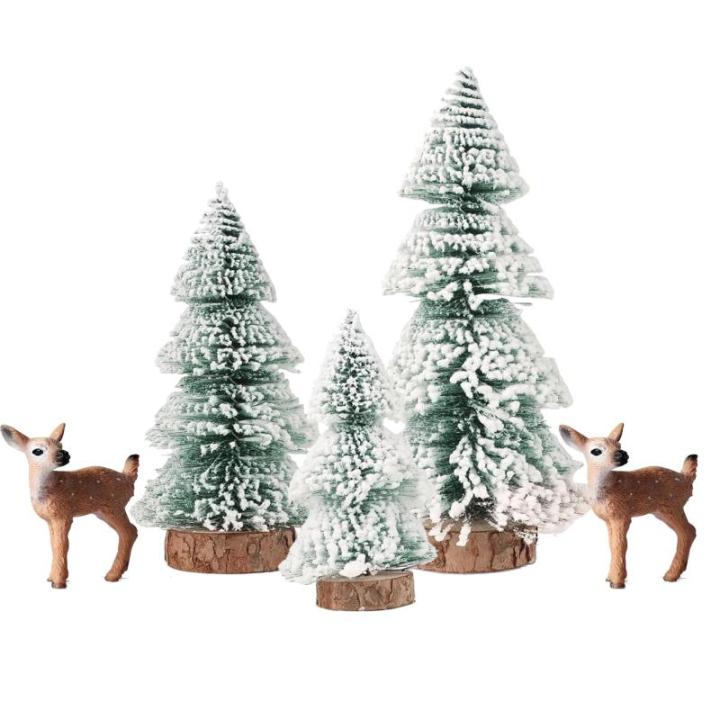 Mini-kerstboom, 15/20/25 cm, 5 stuks, eland, kunstkerstboom, tafel, dennenboom, klein, miniatuur, dennenboom met sneeuweffect, groen, kerstdecoratie, tafeldecoratie voor doe-het-ze