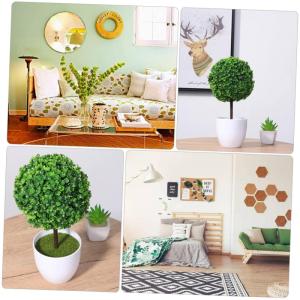 3st Topfpflanze Miniatur-puppenstubenbäume Künstliche Sträucher Und Formschnitte Eingetopfte Gefälschte Pflanze Zimmerpflanze Topfkugeln Bonsai Ball Buchsbaum Pflanze Green Pla