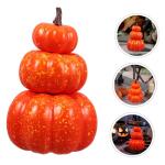 2st Schaumkürbis Realistisches Kürbismodell Schaumstoff-kürbis-Ornament Halloween-kürbis-Ornamente Glitzernder Künstlicher Kürbis Kürbisse Knacken Gestapelten Turm Orange