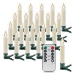 10,5 cm Set van 20 Vlamloze LED Clip Taper Kaarsen met Afstandsbediening voor Kerstboom, Batterij Aangedreven Plastic Mini Clip-On Kaarsen met Timer Wax Druppelen Ontwerp, Indoor e