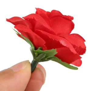 Kunstbloemkoppen, 50 stuks, kunstbloemen, rozen, voor bruiloft, feest, decoratie, doe-het-zelf (Ø 4 cm, rood)