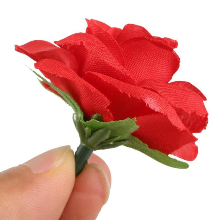 Kunstbloemkoppen, 50 stuks, kunstbloemen, rozen, voor bruiloft, feest, decoratie, doe-het-zelf (Ø 4 cm, rood)