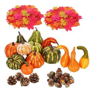 141 Stück Halloween-simulationskürbis Lebensechter Kürbis Thanksgiving-dekor Künstliche Ahornblätter Fallen Herbstkürbis Künstliche Eicheln Künstliches Kürbisdekor Fruchtd