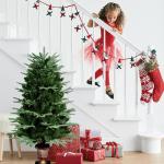 Kunstkerst, groen, 120 cm, 2 soorten dennenblad, 320 takken, 10 meter kerstboom, pvc/PE, bladeren met retro basis voor kerstdecoratie