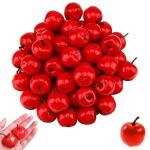 Kunstappels, 100 stuks plastic appels, 3 x 3 cm, levensechte rode mini-appels, doe-het-zelf nep fruit voor thuis, tafel, feest, kerstboomdecoratie, rood, plastic appels