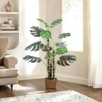 Monstera Monstera , 150 cm, ziet eruit als echt, Monstera decoratieve kunstplant voor thuis, woonkamer, slaapkamer, kantoor, tuin
