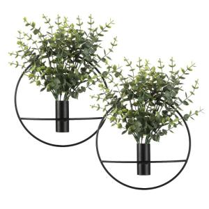 Wanddecoratie, muur metalen vaas decoratie houder, wandmontage kunstbloemen, gouden muur decor nep tarwe 2 pack, kunstgroen, boerderij, Boho