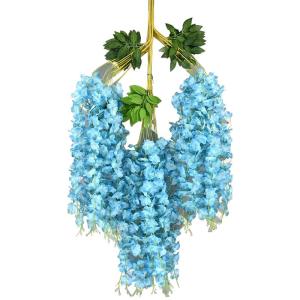 Künstliche Glyzinien Hängeblumen 12 Stück Simulation Seidenblume Hortensie für DIY Girlande Ranke Blumen Schnur nach Hause