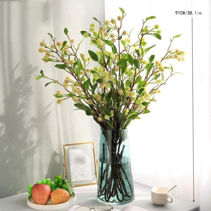 Kunstblumen Modernes Kunstblumenarrangement – ​​97 cm große Kunstblumen aus Kunststoff in Einer Glasvase für Wohnzimmer und Inneneinrichtung für jeden Anlass