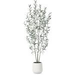 Olijfboom, kunstplant, 180 cm, kunstplant met levensechte vruchten, kunstolijfboom in witte pot, indoor decoratie (1 stuks)