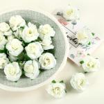 Kunstbloemkoppen, 50 stuks, kunstbloemen, rozen, voor bruiloft, feest, decoratie, doe-het-zelf (diameter 4 cm, lichtgeel)