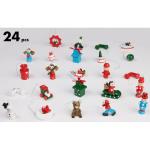 24 Stuks Houten Kerstboomdecoraties - tot 4 cm Hoge Figuren - Kerstmis Houten et Handbeschilderd - Traditionele Boom Kerstboomdecoraties - Geschenken - Locomotief - Sneeuwpop