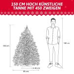 Onin, kunstkerstboom met kunstsneeuwcoating op punten, met 450 takken en houten standaard, inclusief 55 PE-spuitgietwerk en 395 pvc-punten, klapsysteem (H150 cm)