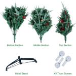 2,1 m kerstboom met dennenappels en bessen, PVC kunstmatige kerstboom met metalen standaard, kerstboom voor binnen buiten, groen