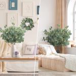 eucalyptus decoratie 2 combinaties simulatie groene eucalyptus laat takken zilveren dollars eucalyptus plant bulk voor bruiloft tuin huis kantoor decoratie (4 stuks)