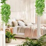2 Pièces de Plantes Artificielles 105cm Faux Lierre Artificielles Vertes Utilisées pour Salon Appartement Salle de Bain Cuisine Balcon