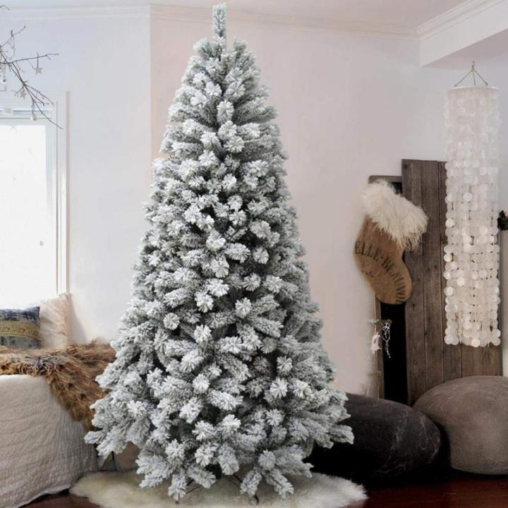 Weihnachtsbaum Royal Super Dicker Kiefer Grün Schnee Basis Kreuz Eisen Faltbar Hohe Qualität Zweige mit Schnee Einfache Montage Öffnung Regenschirm (210cm)