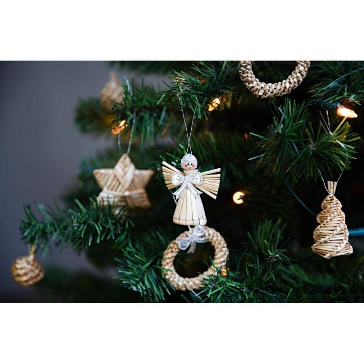 Kerstboom sieraden - stro hanger - 30-delige set - kerstboomhanger van natuurlijk materiaal