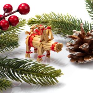 70-delige set kerstboomversieringen - Kerstboom van stro - kegels, elfjes, figuren en strosterren - Kerstdecoratie