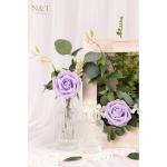 Kunstbloemen, 50 stuks, kunstschuim, rozen, paarse bloemen met stengels, lavendel, voor doe-het-zelf bruiloft, bruidsmeisje, bruidsboeket, middenstuk, feest, binnendecoratie (serie