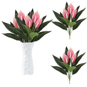 Deko Blumen Künstlich 6 Stück Künstliche Balkonpflanzen Unechte Blume Dekoration Innen Draussen Pflanzen UV Beständig Pflanzgefäß Dekoration für Haus Garten 1512