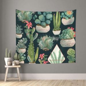 Vetplanten en cactus wandtapijt, muuropknoping 152 x 130 cm wandtapijt voor slaapkamer grappig wandtapijt muurkunst moderne muurdeken slaapzaal wand poster banner voor woonkamer