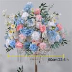 24in Durchmesser Rose Blume Kugeln & Blume Kranz, gefälschte Blumen Rosen Kugeln, künstliche Florale Kugel für Mittelstücke Tische, Party, Valentinstag (Blue Ball,60cm)