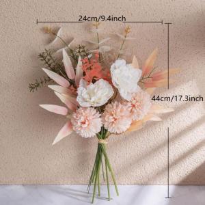 Kunstblumen Künstliche Pflanzen Blumen Deko Seidenblumen Hortensien Blumenarrangements Kernstück Hochzeit Blumenstrauß(Champagner)