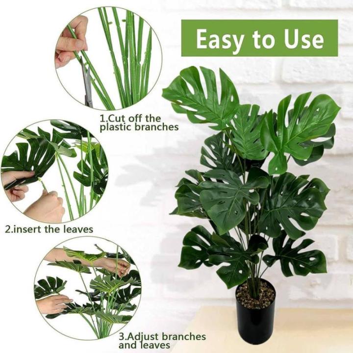 Kunstpflanze 40" Künstliche Monstera Pflanzen im Topf Innenbereich mit 18 Trunks Kunstbaum wie echt plastikpflanzen Dekor für Büro Home Badezimmer Bauernhaus