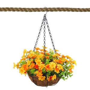 Künstliche Hängende Blumen Für Den Außenbereich – Hängende Blumenkörbe Für Draußen, Hängender Gänseblümchenkorb-Blumentopf | Künstlicher Hängender Blumenkorb Für Zu