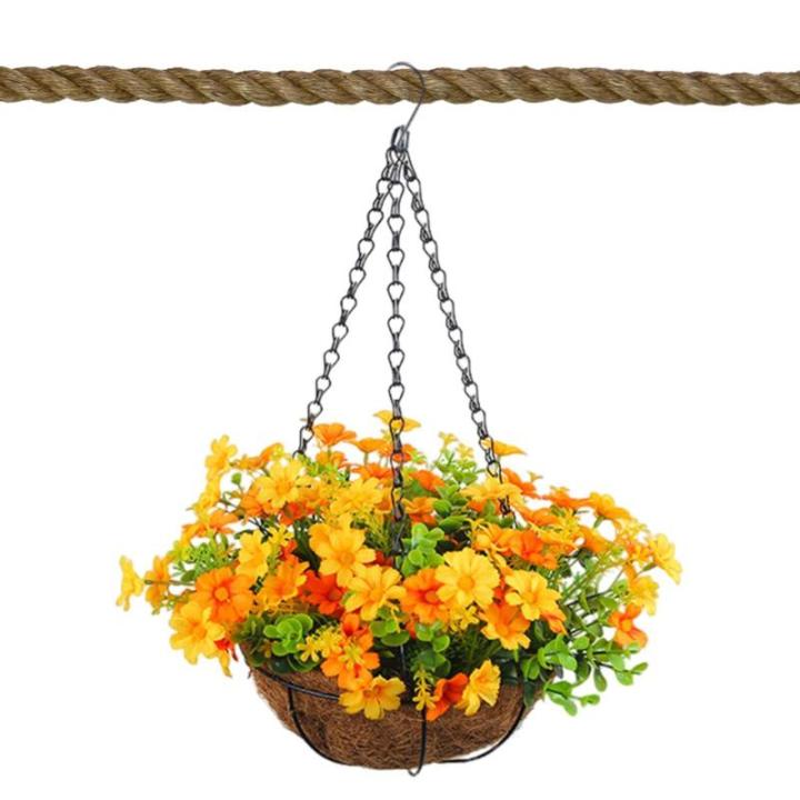 Künstliche Hängende Blumen Für Den Außenbereich – Hängende Blumenkörbe Für Draußen, Hängender Gänseblümchenkorb-Blumentopf | Künstlicher Hängender Blumenkorb Für Zu