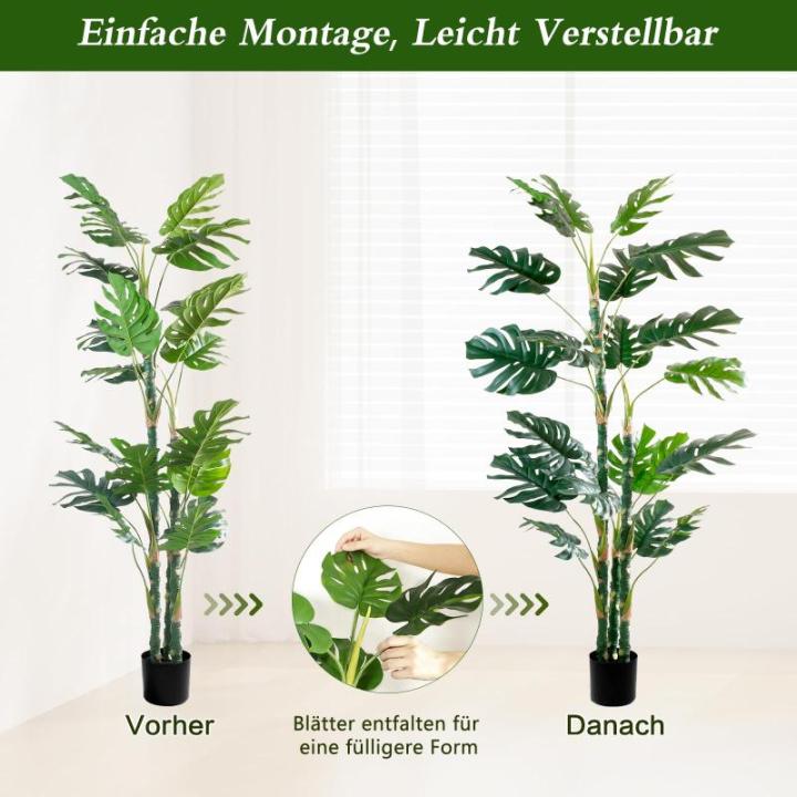 Monstera Monstera, 180 cm, ziet eruit als echt, Monstera decoratieve kunstplant voor thuis, woonkamer, slaapkamer, kantoor, tuin