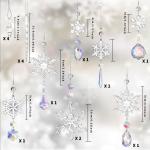 16 stuks transparante sneeuwvlokken met K9-kristal, acryl kerstboomversiering, hangende feestdecoratie