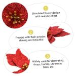12 Stück Doppelschichtige Kleine Künstliche Weihnachtssterne Künstliche Glitzerblumen Weihnachtssterne Gefälschte Dekoration Kunststoff Rot