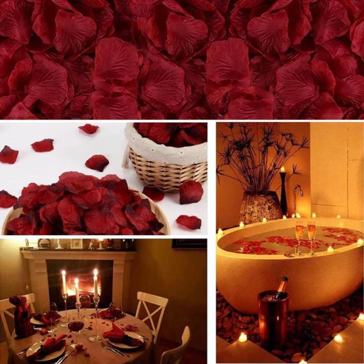 Kunstrozenblaadjes, 1000 stuks, romantische decoratie, bruiloft en slaapkamer, mooie rozenblaadjes als verjaardagscadeau voor hem, fantastische verjaardagsdecoratie, donkerrood