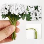 144 stuks , stofblaadjes om te knutselen, , kleine decoratie, bloemen, stofblad met bladeren, bloemenstempel, stoffen bloemen voor bruiloft, feest, uitnodiging, gastgeschenk, wit