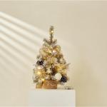 Mini-Weihnachtsbaum, silbergrau, 30 cm/45 cm/60 cm, Tischdekoration, für Zuhause und Büro, moderne kleine Weihnachtsbaumdekoration für festliche Präsentation (45 cm Licht)