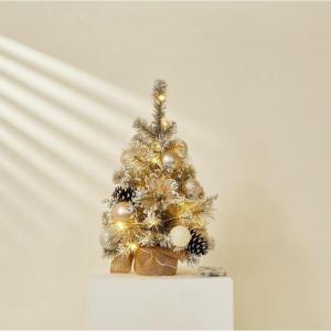 Mini-Weihnachtsbaum, silbergrau, 30 cm/45 cm/60 cm, Tischdekoration, für Zuhause und Büro, moderne kleine Weihnachtsbaumdekoration für festliche Präsentation (45 cm Licht)