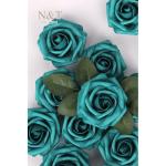 Kunstbloemen, rozen, 25 stuks, rozen decoratie met stelen, kunstrozen voor bruiloft, Valentijnsdag, Moederdag, babyshower, woondecoratie, malachiet groen