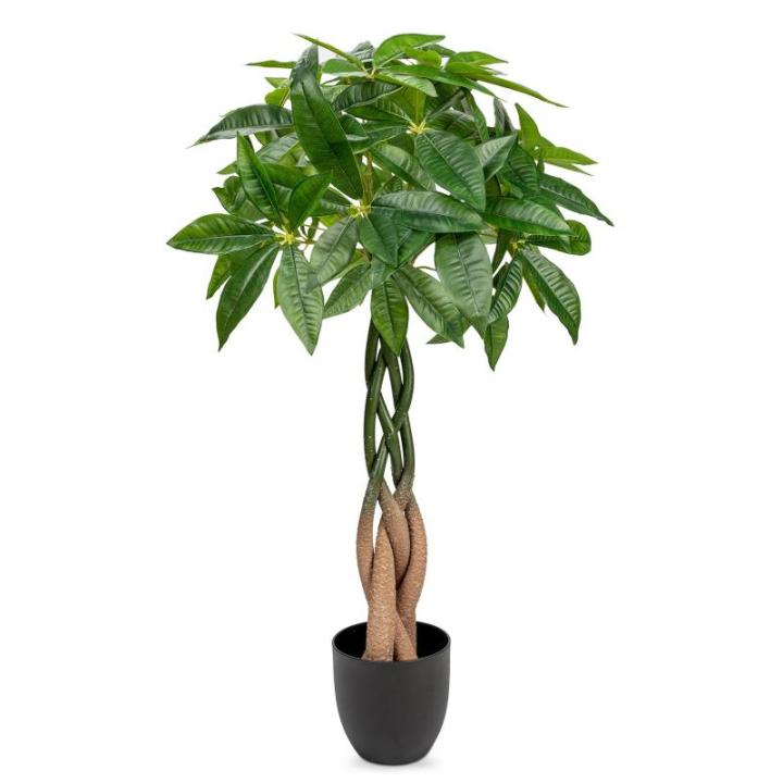 90 cm grote Pachira Aquatica gelukskastanie bonsai in pot, kunstplant als echte kamerplant, decoratieve plant, kunstboom voor kantoor, eetkamer, woonkamer decoratie