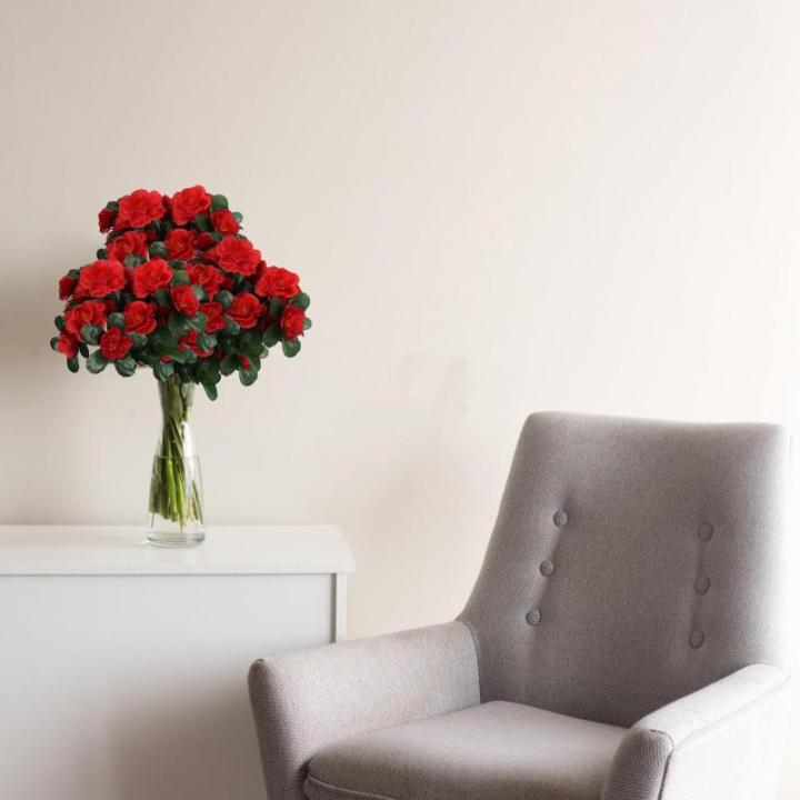 Unechte Blumen 84 Stücke Künstliche Blume Gefälschte Flowers Braut Hochzeit Bouquet für Hausgarten Geburtstag Party Home Wedding Dekor Rot Blühende 0510