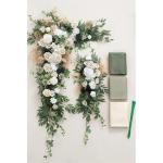 Künstliche Hochzeitsbogenblumen (5er-Pack) mit 2 Blumengirlanden und 3 durchscheinenden Gaze-Drapierstoffen für Hochzeitsfeier, Kaminsims, Tischläufer, Heimdekoration, 11