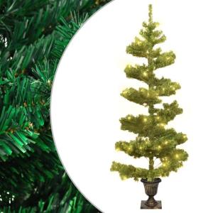 Spiral-Weihnachtsbaum mit Beleuchtung und Topf Grün 120 cm Christbaum Dekobaum Kunstbaum mit Ständer Tannenbaum Weihnachten Künstlicher Weihnachtsbaum für Weihnachtsdeko
