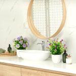 met pot, kleine potplanten, 4 stuks, kunstplant met bloemen, groene planten, decoratie, plastic planten, indoor decoratie voor kantoor, huis, balkon, woonkamer, badkamer