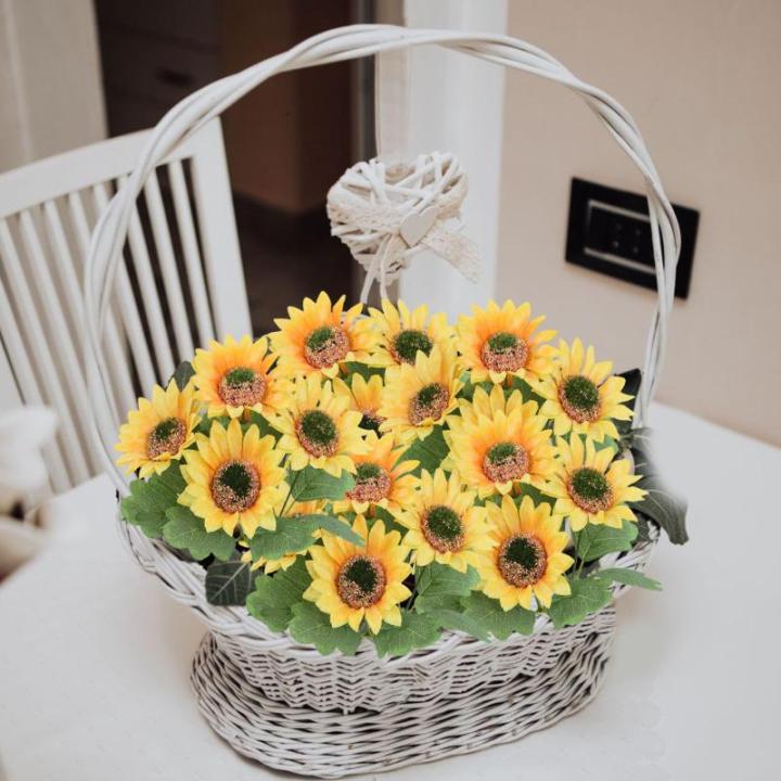 Dekoblumen Künstlich 20 Bündel Kunstblumen Deko Sonnenblumen Fake Blumen wie Echt für Hochzeit Geburtstag Blumenstrauß Garten Balkon Außen Innen Deko 1506