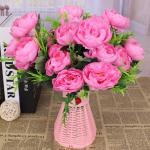 Fake Blumen 24 Bündel Pfingstrose Künstliche Blumen Rosa Blumensträuße für Hochzeit Partei Tischaufsätze Blumenarrangement Heim Küche Dekor 0804